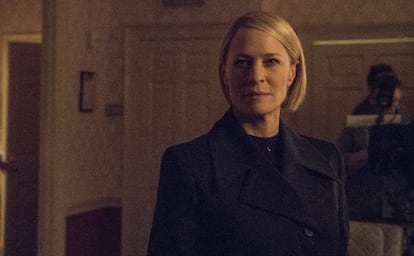 Robin Wright en un momento del rodaje de 'House of Cards'.