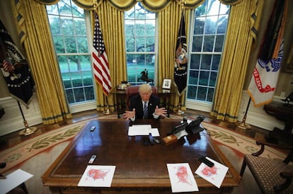 El presidente Trump durante la entrevista con Reuters. 