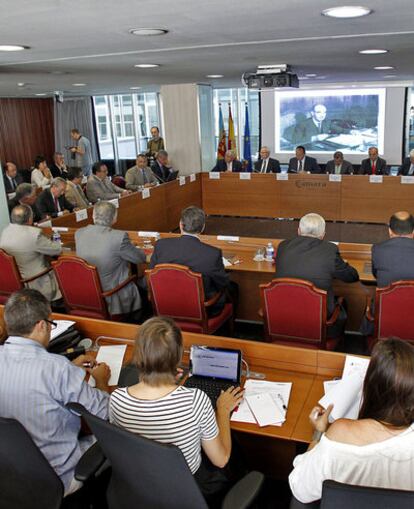 Empresarios y representantes de las Cámaras de Comercio del Mediterráneo, ayer, en la reunión.