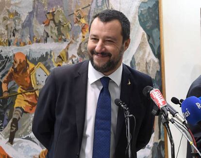 El ministro del Interior, Matteo Salvini, sonríe en una rueda de prensa en Túnez el pasado jueves.