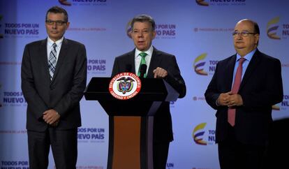 El presidente de Colombia, Juan Manuel Santos, durante una comparecencia. 