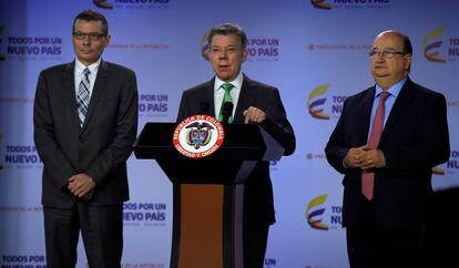 El presidente de Colombia, Juan Manuel Santos, durante una comparecencia.