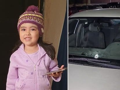 Heidi Mariana Pérez, de cinco años y la entrada de la bala que la mató mientras viajaba en el auto el miércoles por la noche.