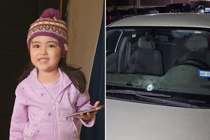 Heidi Mariana Pérez, de cinco años y la entrada de la bala que la mató mientras viajaba en el auto el miércoles por la noche.