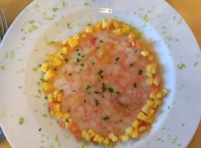 Carpaccio de gamba roja de La Gallineta.