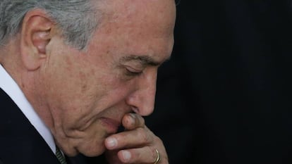 Michel Temer, na cerim&ocirc;nia de posse nesta quinta-feira. 