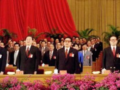 Acto de apertura del congreso del PCCH el 12 de septiembre de 1997. En el centro, el entonces presidente, Jiang Zemin. 