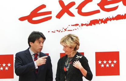 Percival Manglano y Esperanza Aguirre, ayer en un acto.