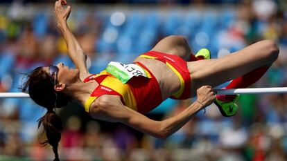 La saltadora Ruth Beitia, durante la competici&oacute;n clasificatoria. 