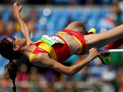 La saltadora Ruth Beitia, durante la competici&oacute;n clasificatoria. 