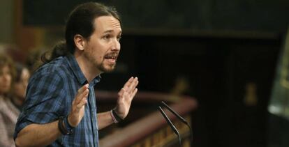 El líder de Podemos, Pablo Iglesias, este sábado.