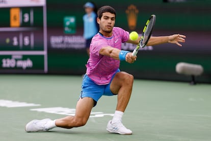 Carlos Alcaraz, durante el partido contra Sinner.