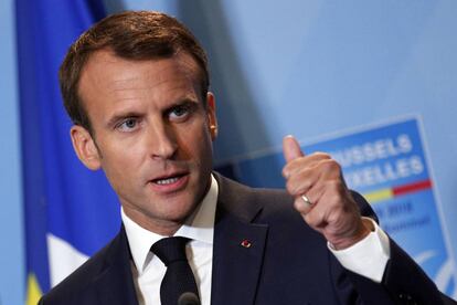 Macron, en la Cumbre de la OTAN este jueves en Bruselas.