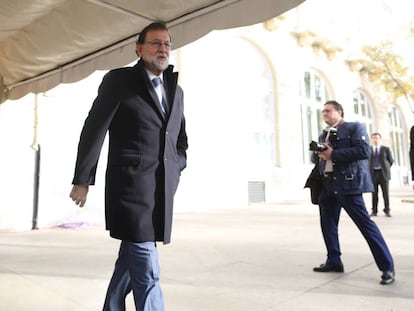 El presidente del Gobierno, Mariano Rajoy, este lunes en Madrid.