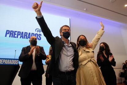 Alberto Núñez Feijóo y Margalida Prohens, esta mañana en centro de convenciones Hipotels Gran Playa de Palma.