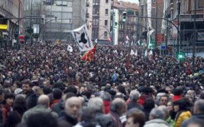 La multitudinaria manifestaci&oacute;n celebrada el s&aacute;bado en Bilbao. 