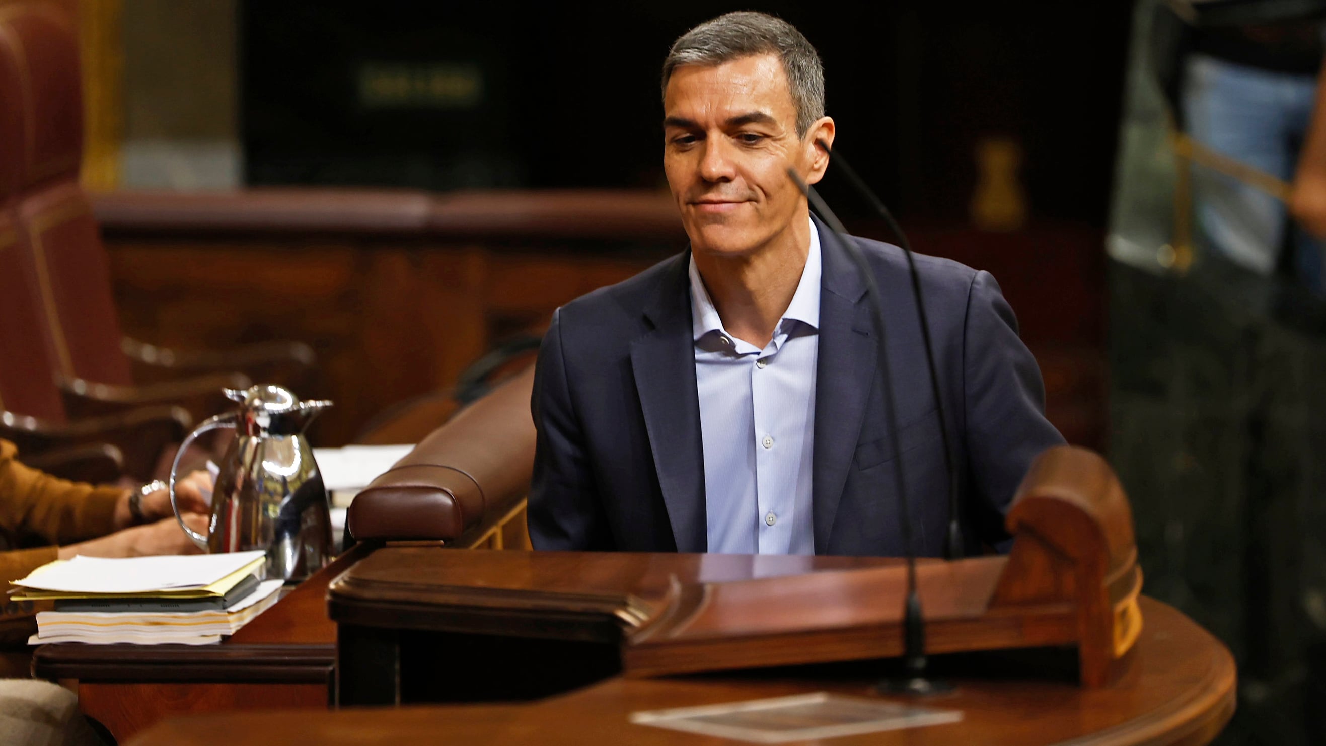El presidente del Gobierno, Pedro Sánchez, durante su comparecencia en el Congreso este miércoles.