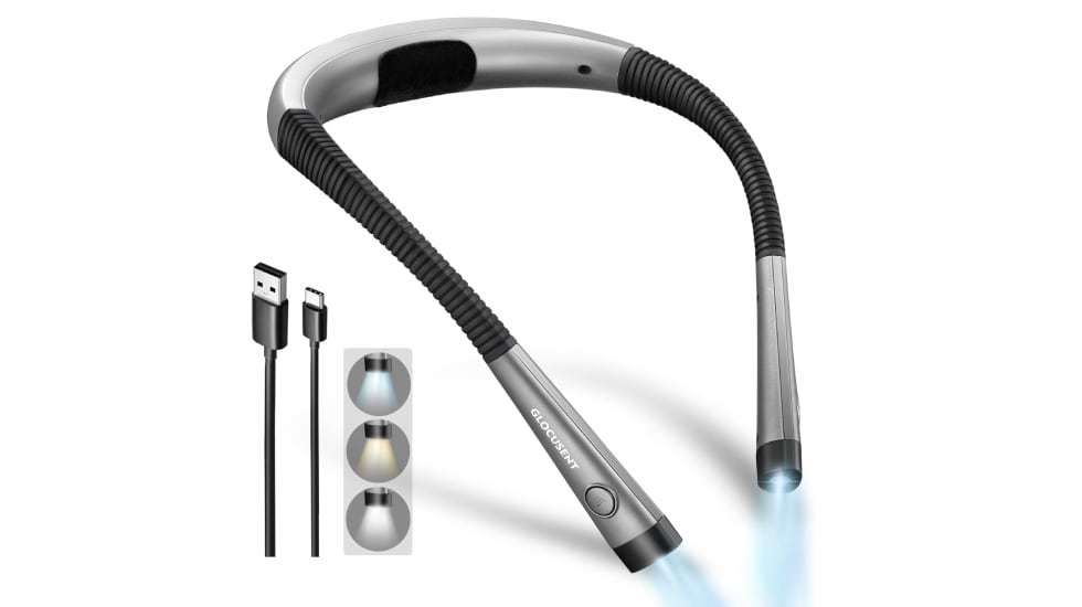 Luz de lectura de cuello con seis niveles de iluminación.