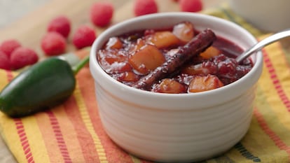 Salsa de Jamaica, frambuesa y mango