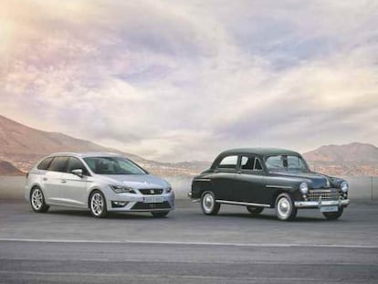 El nuevo León (a la izquierda) y el 1400, el más reciente y el primer modelo de Seat, separados por 60 años de historia.