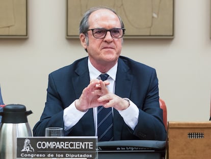 Ángel Gabilondo, este lunes durante su comparecencia en el Congreso para presentar su estrategia para investigar los abusos en la Iglesia.