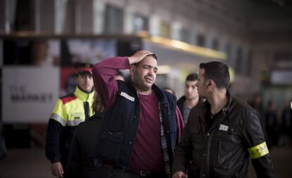 Relatives of the victims arriving at El Prat airport in Barcelona.