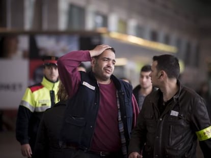 Relatives of the victims arriving at El Prat airport in Barcelona.