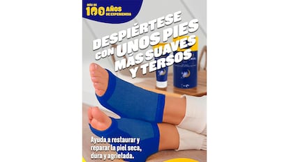 Tratamiento para pies secos sobre fondo blanco.