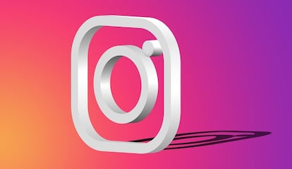 Logotipo de Instagram de color blanco en 3D