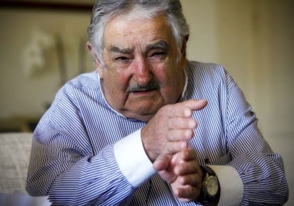 El presidente José Mujica, durante la entrevista.