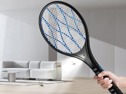 Matamoscas eléctrico con forma de raqueta