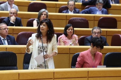 La ministra de Igualdad, Ana Redondo, interviene durante la sesión del Pleno del Senado este martes, 17 de junio de 2025.