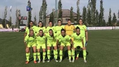 La alineación titular del Barça femenino, este miércoles.