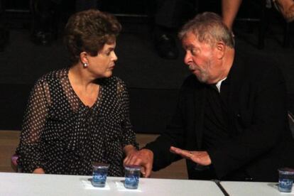 Dilma e Lula no anivers&aacute;rio de 35 anos do PT.