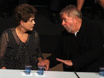 Dilma e Lula no anivers&aacute;rio de 35 anos do PT.