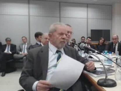 Momento de la declaración de Lula da Silva ante Sérgio Moro