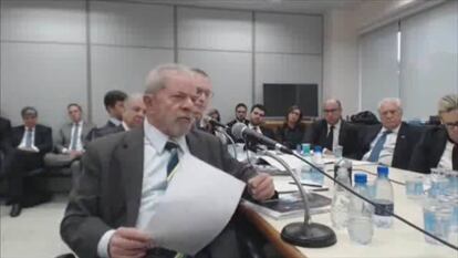 Momento de la declaración de Lula da Silva ante Sérgio Moro