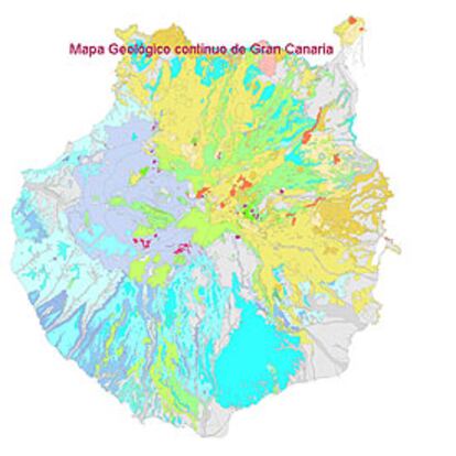 Mapa geológico continuo de Gran Canaria.