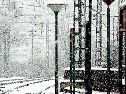 Aspecto que ofrecía ayer la estación de Puente de los Fierros (Asturias).