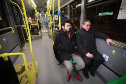 Francisco Javier Rodríguez y Miguel Recuenco en el primero de tres búhos que los llevará a Leganés.