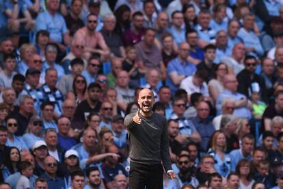 Pep Guardiola durant el partit del Manchester City contra 
 el Tottenham Hotspur.