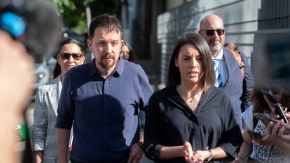 Pablo Iglesias e Irene Montero, a su llegada el lunes para declarar en un juzgado madrileño.