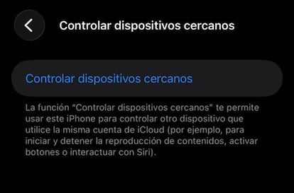 Controlar dispositivos cercanos en un iPhone