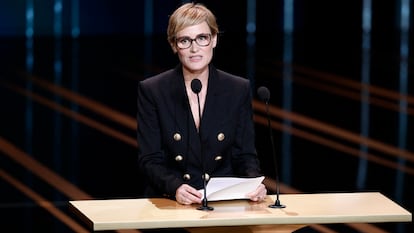 La actriz Judith Godrèche, durante su discurso en la pasada entrega de los premios César.