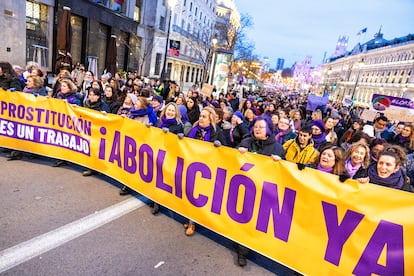 Manifestación 8M contra prostitución en Madrid