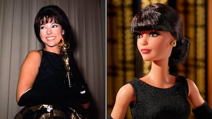 Rita Moreno tras recibir un premio Oscar en 1962 y la muñeca inspirada en ella.