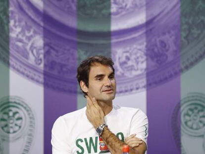 Federer, durante su comparecencia ante los periodistas.