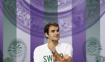 Federer, durante su comparecencia ante los periodistas.