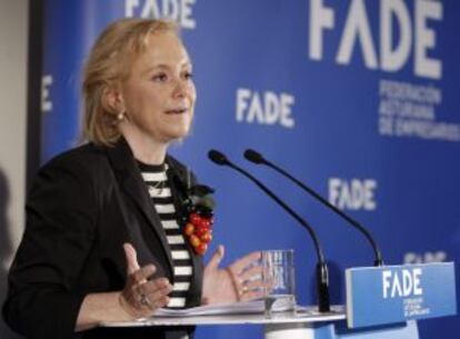 La candidata del PP en Asturias, Mercedes Fernández, ayer en Oviedo.