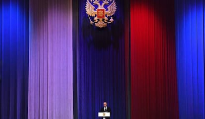 Vlad&iacute;mir Putin, durante una gala en el Kremlin, este jueves.